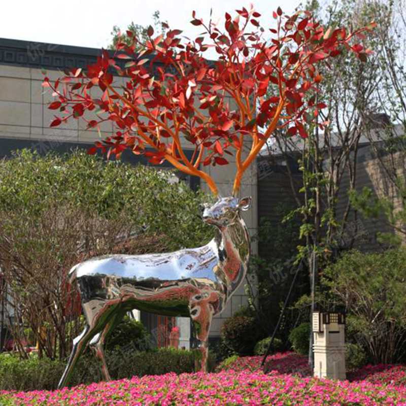 不銹鋼鹿，不銹鋼雕塑，不銹鋼鹿定制