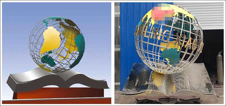 不銹鋼地球，景觀地球雕塑，學(xué)校地球儀擺件