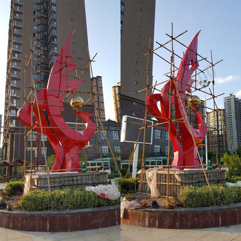 大型不銹鋼景觀雕塑，室外大型景觀雕塑，廣場(chǎng)不銹鋼標(biāo)志